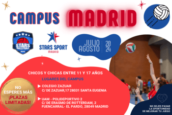 Celebramos dos campus en verano de voleibol y vóley playa en Madrid.